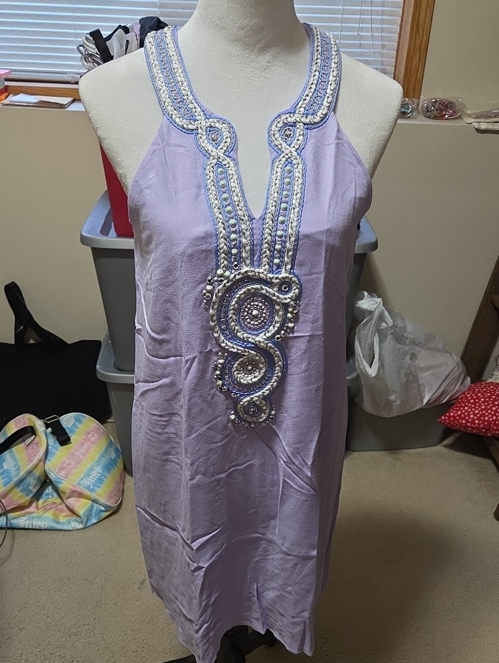 Lilly Pulizer Lilac Beaded Halter Tunic Dress